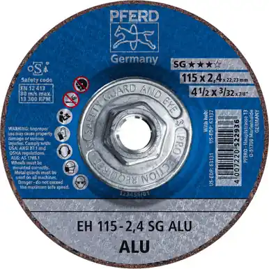 PFERD 63137 4-1/2" x 3/32" Cut-Off Wheel, 5/8-11 Thd. A 30 N SG-ALU For Aluminum, Type 27 (10pk)