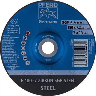 PFERD 61556 7" x 1/4" Grinding Wheel 7/8" AH ZA 24 R SGP - Type 27 (10pk)