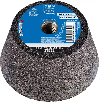 PFERD 61801 4" Flaring Cup Wheel, 5/8-11 Thd. T11 Aluminum Oxide - Steel Back (2pk)