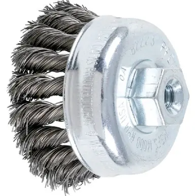 PFERD 82223 2-3/4" Knot Wire Cup Brush .014 CS Wire, 3/8-24 Thread (ext.) (5pk)