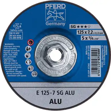PFERD 61308 5" x 1/4" Grinding Wheel 5/8-11 Thd A24N SG for Alum Type 27 (10pk)