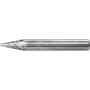 PFERD 25202 Carbide Bur, Cone (Pointed), DBL Cut 1/4" x 1/2" x 1/4" Shank, SM-1