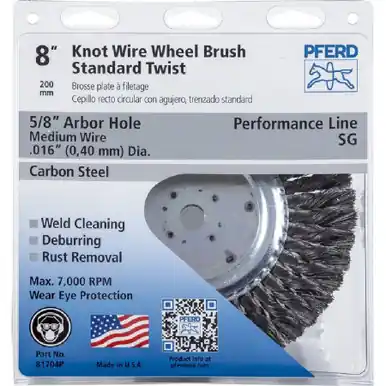 PFERD 81704P P.O.P. 8" Standard Twist Knot Wheel .016 CS Wire, 5/8" A.H. (5pk)
