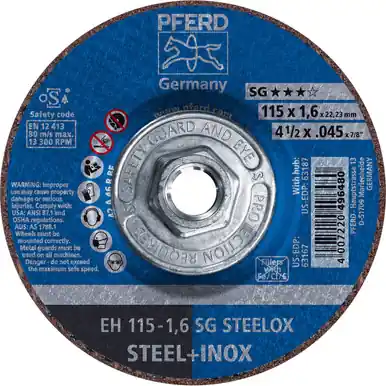 PFERD 63187 - 4-1/2" x .045" Cut-Off Wheel, 5/8-11 Thread A 46 R SG INOX - Type 27 (10pk)