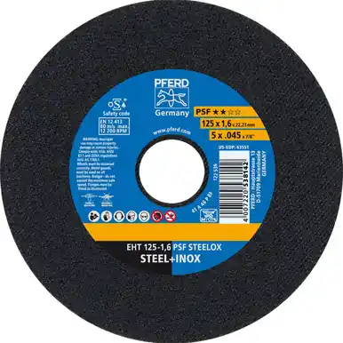 PFERD 63551 5" x .045" Cut-Off Wheel, 7/8" AH 1.6mm, A 46 P PSF-INOX, Type 1 (25pk)