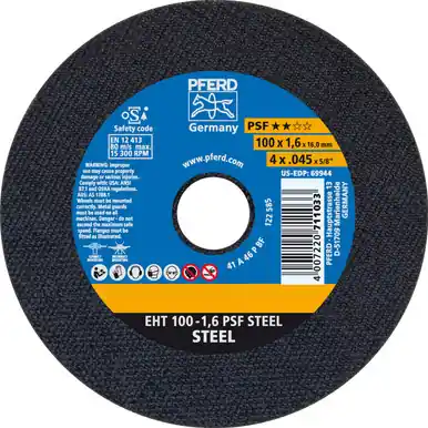 PFERD 69944 4" x .045" Cut-Off Wheel, 5/8" AH A P PSF - 46 Grit - Type 1 (25pk)