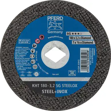 PFERD 63842 7" x 1/8" Cut-Off Wheel, 5/8" AH A 24 S SG - Diamond Bore - Type 1 (25pk)