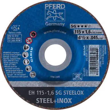 PFERD 63167 - 4-1/2" x .04 - 5" Cut-Off Wheel 7/8" AH A 46 R SG INOX Type 27 (25pk)