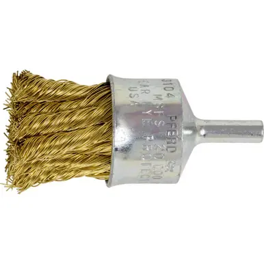 PFERD 83104 1" Knot Wire End Brush Flared Cup .014 Brass Wire 1/4" Shank (10pk)