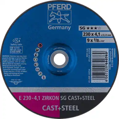 PFERD 63254 9" x 1/8" Pipeline Wheel, 7/8" AH (4.1mm) ZA 30 S SG-PIPE - Type 27 (10pk)