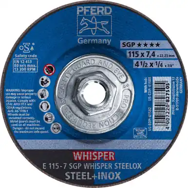 PFERD 61588 4-1/2" x 1/4" Grinding Wheel 5/8-11 Thd. WHISPER A 46 H SGP (10pk)