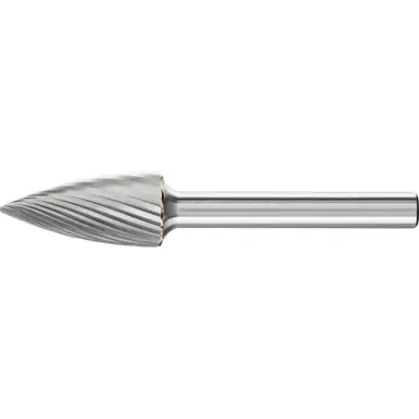 PFERD 24811 Carbide Bur, Tree Shape Pointed, SGL Cut 1/2" x 1" x 1/4" Shank