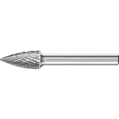 PFERD 24802 Carbide Bur, Tree Shape Pointed, DBL Cut 3/8" x 3/4" x 1/4" Shank