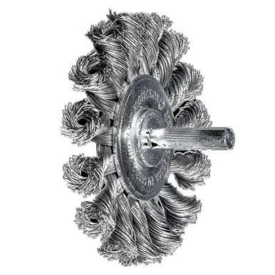 PFERD 764275 3" PSF Mtd.Knot Wheel Brush .014 CS Wire, 1/4" Stem (5pk)
