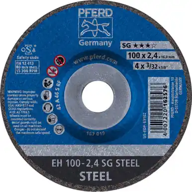 PFERD 63102 4" x 3/32" Cut-Off Wheel, 5/8" AH A 46 S SG - Type 27 (25pk)