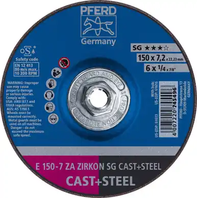 PFERD 61616 6" x 1/4" Grinding Wheel, 5/8-11 Thd. ZA 30 S SG - Type 27 (10pk)