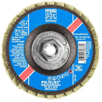 PFERD 43289 5" POLIVLIES Non-Woven Flap Disc 5/8-11 Thread - Medium Grade (5pk)
