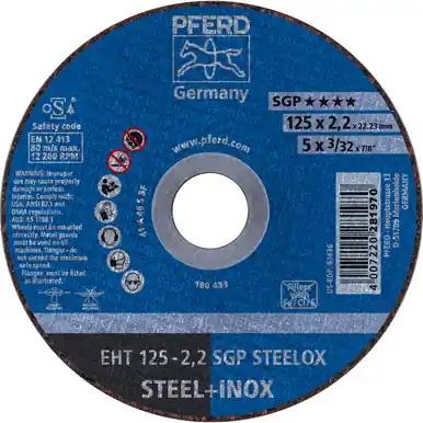 PFERD 63636 - 5" x 3/32" Cut-Off Wheel, 7/8" AH A 46 S SGP-INOX - Type 1 (25pk)