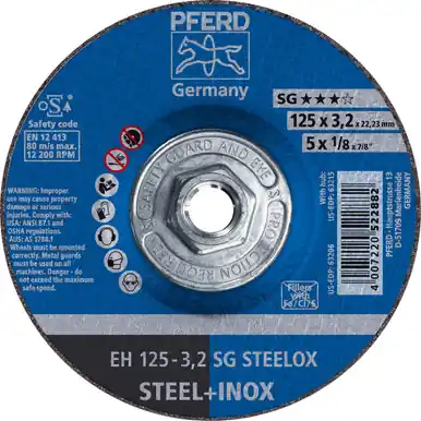 PFERD 63215 - 5" x 1/8" Cut-Off Wheel 5/8-11 Thd. A 46 R SG-INOX - Type 27 (10pk)