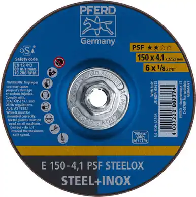 PFERD 63418 6" x 1/8" Pipeline Wheel, 5/8-11 Thd. 4.1mm, A 30 M PSF-INOX-PIPE, Type 27 (10pk)