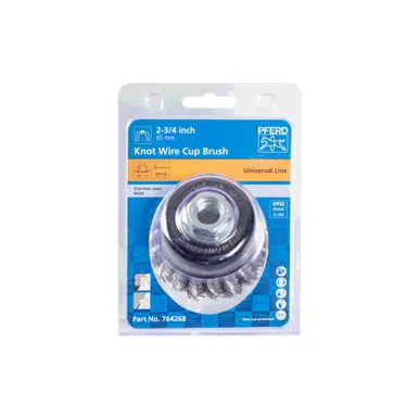 PFERD 764268 2-3/4" PSF Knot Cup Brush .020 SS Wire, 5/8-11 Thread (ext.) (5pk)