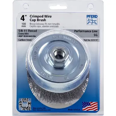 PFERD 82511P P.O.P. 4" Crimped Wire Cup Brush .020 CS Wire, 5/8-11 Thread (ext.) (2pk)