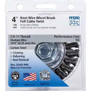 PFERD 82165P P.O.P. 4" Full Cable Mini Knot Wheel .014 CS Wire, 5/8-11 Thread (5pk)
