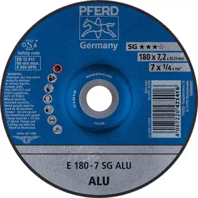 PFERD 61304 7" x 1/4" Grinding Wheel 7/8" AH A 24 N SG for Alum. Type 27 (10pk)