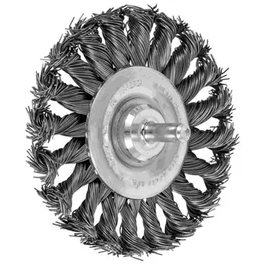 PFERD 82947 3-1/4" Shank Mtd Knot Wheel Brush .020 CS Wire, 1/4" Shank (10pk)