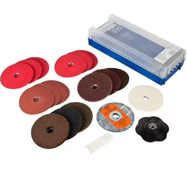 PFERD 48192 - COMBICLICK Surface Finishing Set 4-1/2" Discs, 5/8-11 Backing Pad