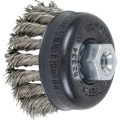 PFERD 82334 2-3/4" Knot Wire Cup Brush .020 SS Wire, 3/8-24 Thread (ext.) (5pk)