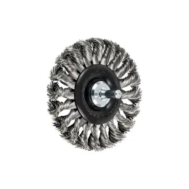 PFERD 82948 3-1/4" Shank Mtd Knot Wheel Brush .014 SS Wire, 1/4" Shank (10pk)