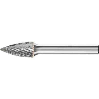 PFERD 22294 TOUGH Carbide Bur, Tree Shape Pointed, DBL Cut 3R, 3/8" x 3/4" x 1/4" Shank