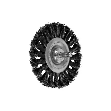 PFERD 82946 3-1/4" Shank Mtd Knot Wheel Brush .014 CS Wire, 1/4" Shank (10pk)