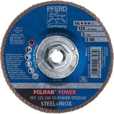 PFERD 62325 5" x 5/8-11 POLIFAN Flap Disc - Conical SG Zirconia 40G (10pk)