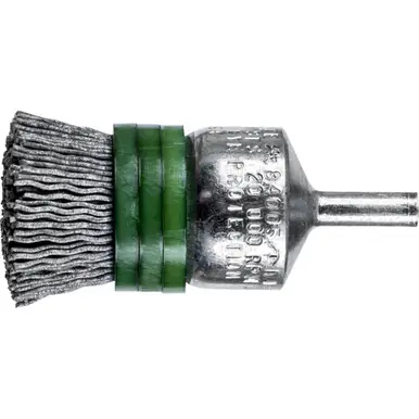 PFERD 84005 1" M-BRAD End Brush 1/4" Stem, .035 SiC - 180 Grit Banded (10pk)
