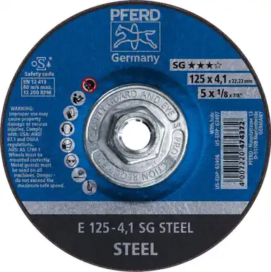 PFERD 63407 5" x 1/8" Pipeline Wheel 5/8-11 A 24 R SG-PIPE Type 27 (10pk)