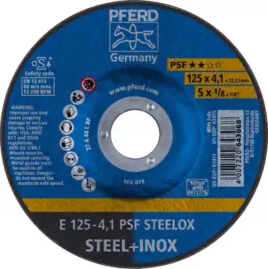PFERD 63411 5"x1/8" Pipeline Wheel 7/8" AH A 46 M PSF-INOX-PIPE (10pk)