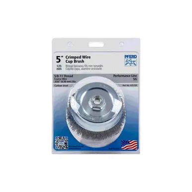 PFERD 82515P P.O.P. 5" Crimped Wire Cup Brush .020 CS Wire, 5/8-11 Thread (ext.) (2pk)