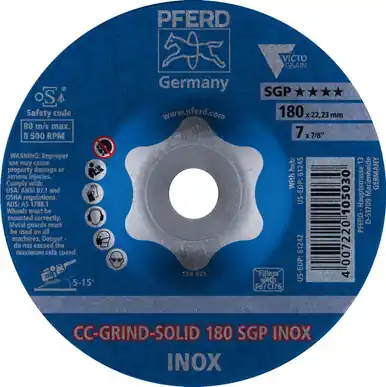 PFERD 61242 7" CC-GRIND-SOLID - 7/8" A.H. - SGP INOX VICTOGRAIN-COOL (10pk)