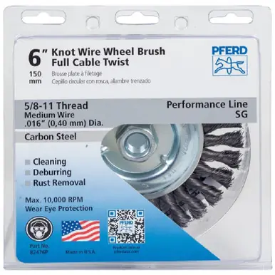 PFERD 82476P P.O.P. 6" Full Cable Knot Wheel 30-Knot .016 CS Wire 5/8-11 (5pk)