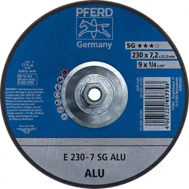 PFERD 61307 9" x 1/4" Grinding Wheel 5/8-11 Thd A24N SG for Alum Type 27 (10pk)