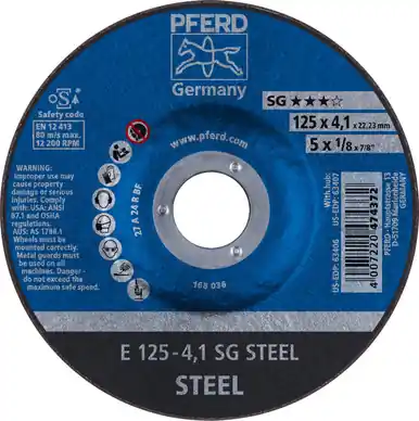 PFERD 63406 5" x 1/8" Pipeline Wheel 7/8" AH A 24 R SG-PIPE Type 27 (10pk)