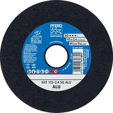 PFERD 63602 4-1/2" x 3/32" Cut-Off Wheel, 7/8" AH A 30 N SG-ALU For Aluminum, Type 1 (25pk)