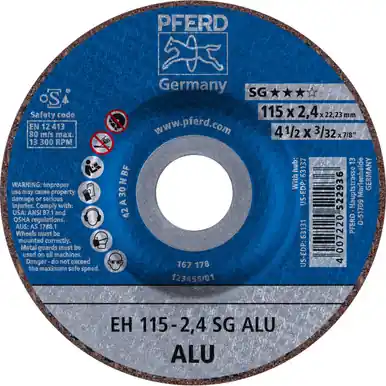PFERD 63131 4-1/2" x 3/32" Cut-Off Wheel, 7/8" AH A 30 N SG-ALU For Aluminum, Type 27 (25pk)