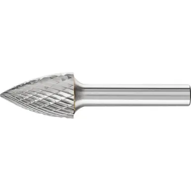 PFERD 22298 TOUGH Carbide Bur, Tree Shape Pointed, DBL Cut 3R, 5/8" x 1" x 1/4" Shank