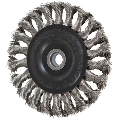 PFERD 81807 4" Standard Twist Knot Wheel .014 SS Wire, 1/2-3/8" A.H. (10pk)