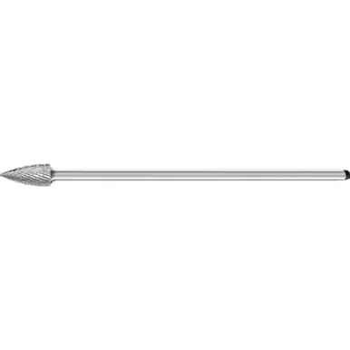 PFERD 22760 TOUGH Carbide Bur, Tree Shape Pointed, DBL Cut 3R, 1/2" x 1" x 1/4" Ext. Shank