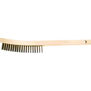 PFERD 85006 Curved Handle Scratch Brush 4x19 Rows, CS Wire, Wooden Block (12pk)