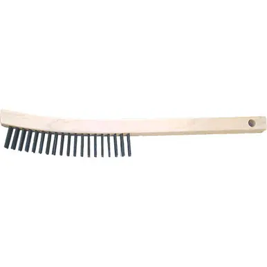 PFERD 85002 Curved Handle Scratch Brush 3x19 Rows, CS Wire, Wooden Block (12pk)